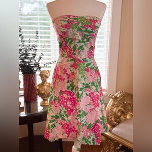 Forever 21 Strapless Pink and Green Floral Dress